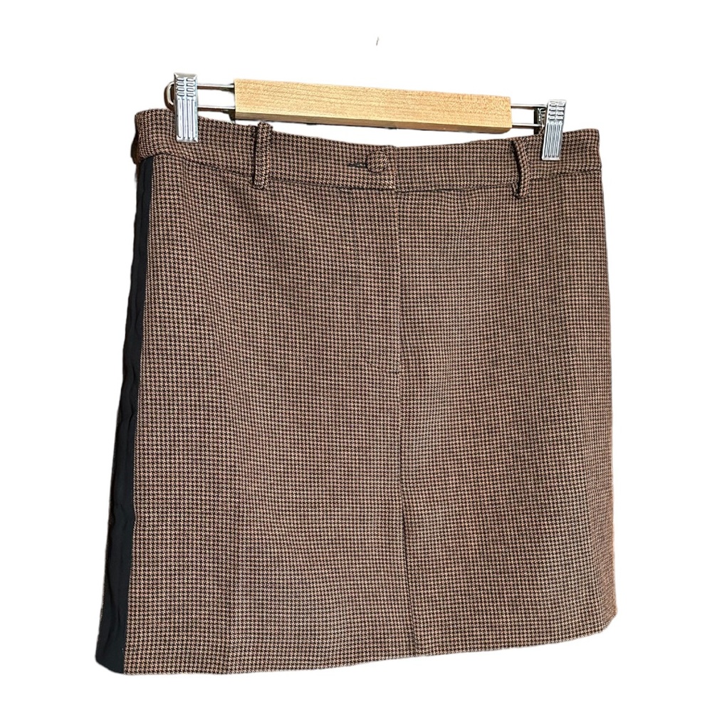 J.O.A. JUST ONE ANSWER black and brown plaid design midi pencil skirt BNWT